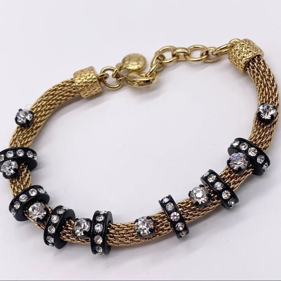 J. Crew Gold Mesh Jeweled Bracelet - Picture 2 of 3